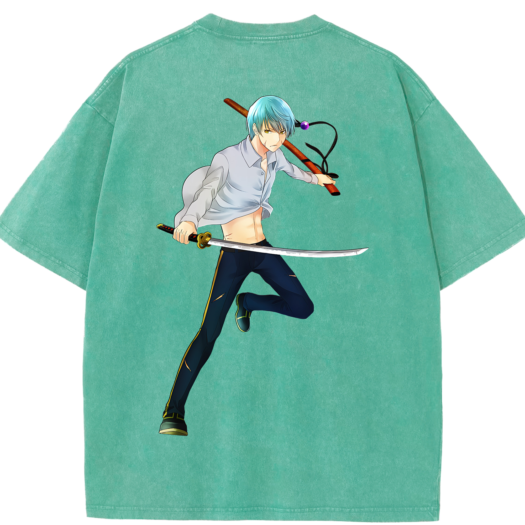 （画像用） 刀剣乱舞 Touken Ranbu 綿100% ヴィンテージ風 半袖Tシャツ（背面プリント）